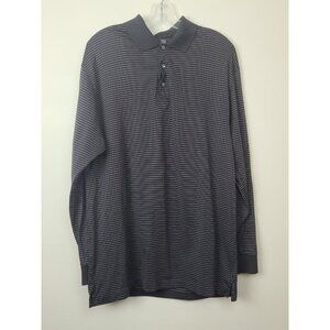 Nike Men's Golf Dark Gray Striped Polo Shirt Long Sleeve  Medium Logo Casual